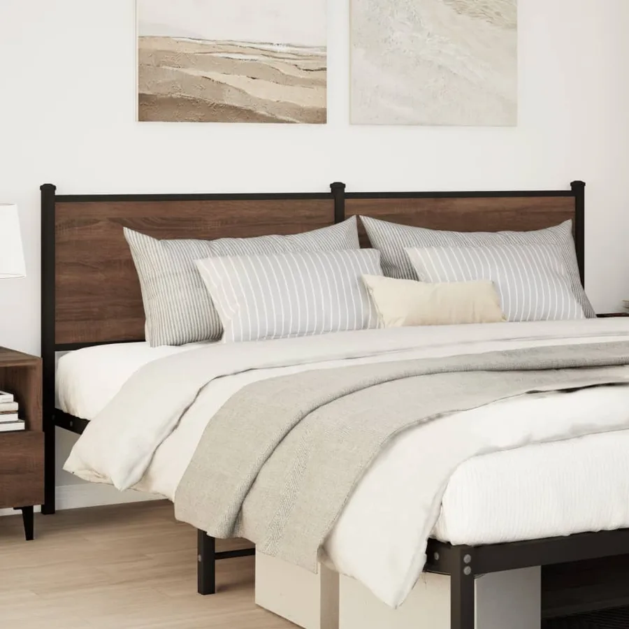 Tête de lit de remplacement chêne marron 160 cm bois d'ingénierie et acier - 2