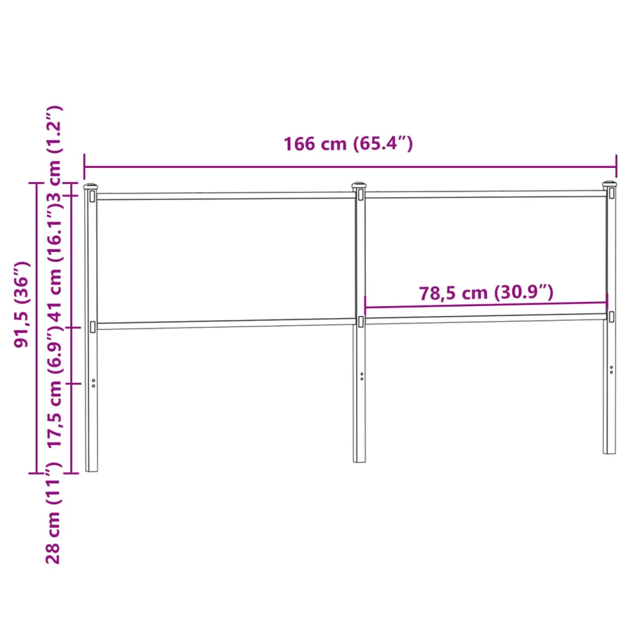 Tête de lit de remplacement chêne marron 160 cm bois d'ingénierie et acier - 7