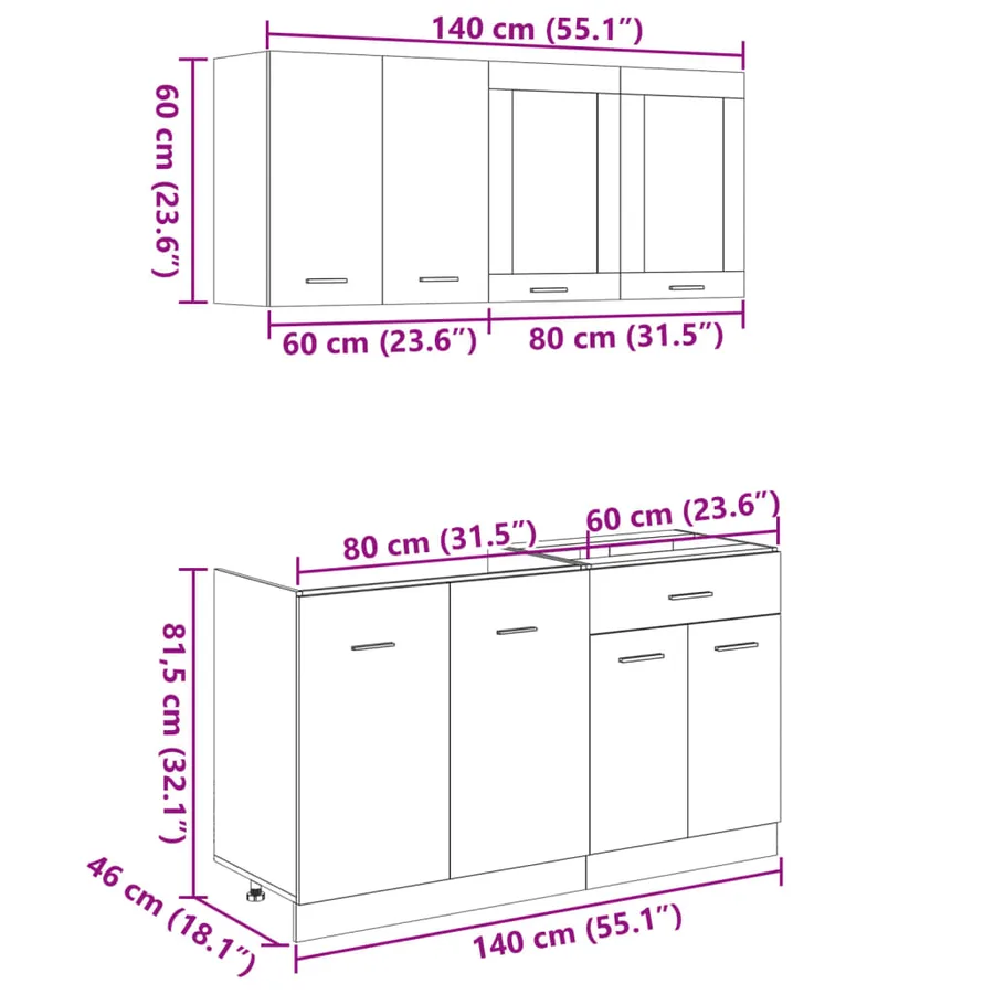 Ensemble de 4 meubles de cuisine "Lyon" en chêne Sonoma - 10