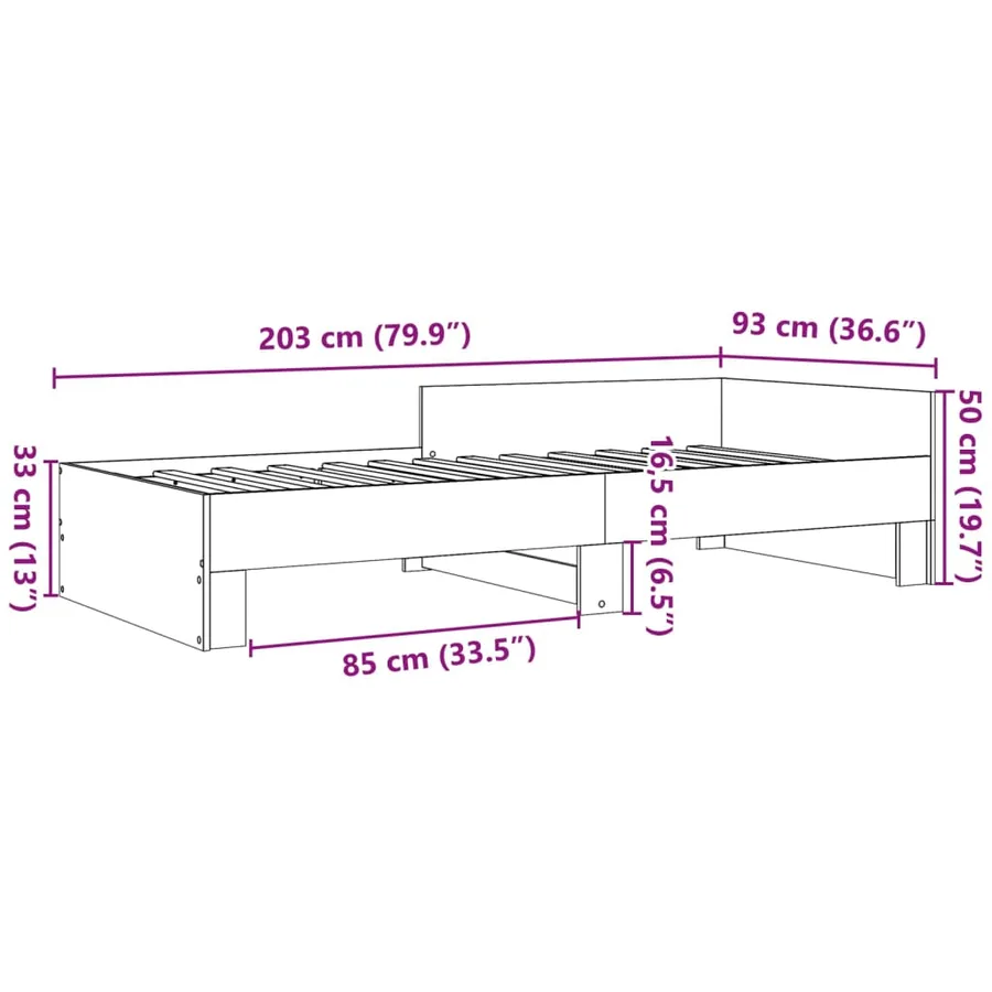 Cadre de lit sans matelas sonoma gris 90x200 cm - 9