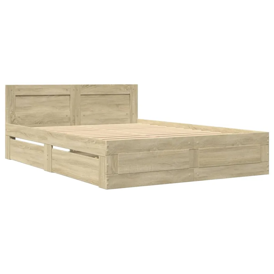Cadre de lit et tête de lit sans matelas chêne sonoma 120x190cm - 3