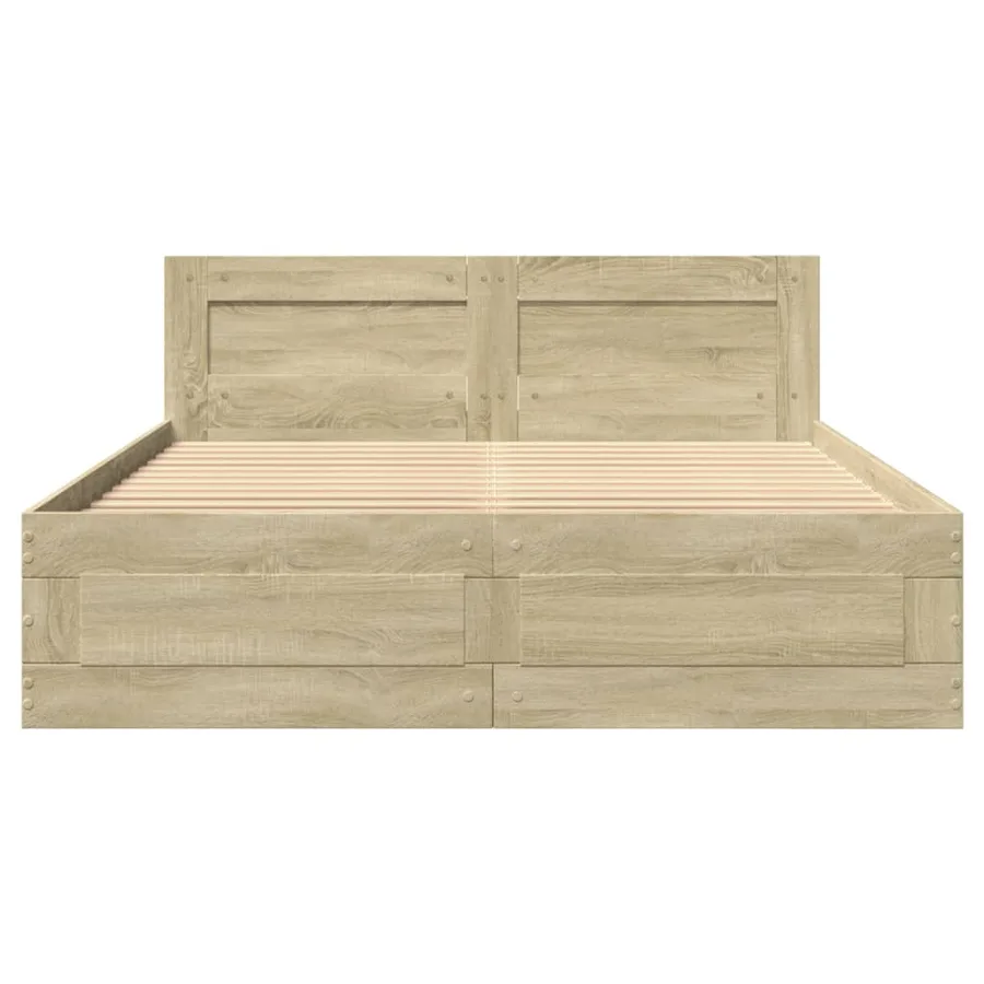 Cadre de lit et tête de lit sans matelas chêne sonoma 120x190cm - 5