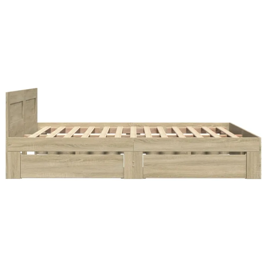 Cadre de lit et tête de lit sans matelas chêne sonoma 120x190cm - 6