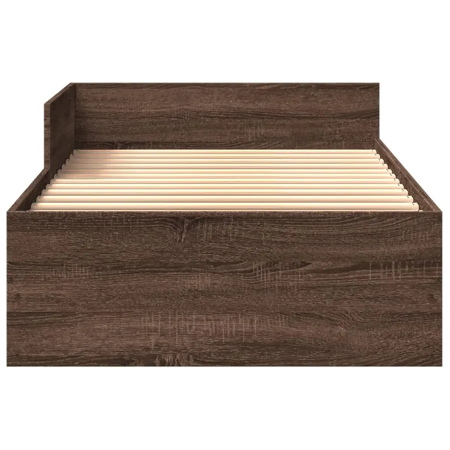 Cadre de lit sans matelas chêne marron 75x190cm bois ingénierie - 5