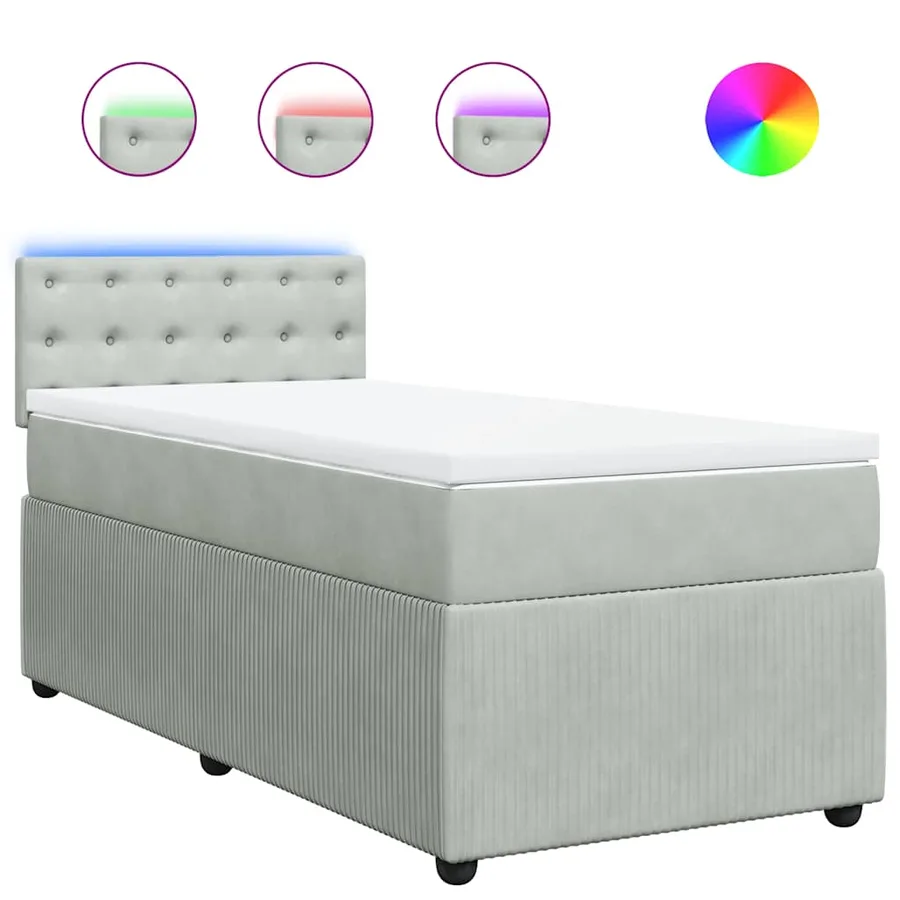 Sommier à lattes de lit et matelas Gris clair 80x200 cm Velours - 2