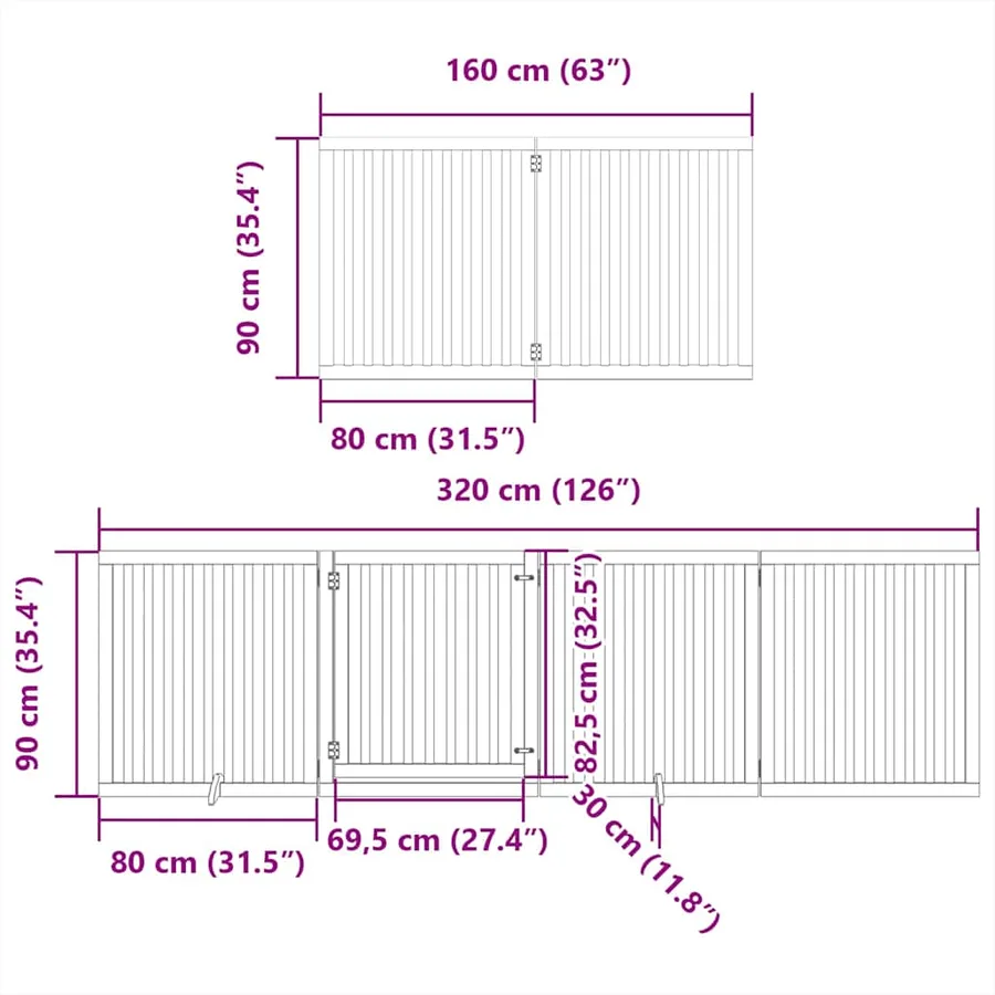 Barrière pour chien avec porte pliable 6 panneaux bois peuplier - 11