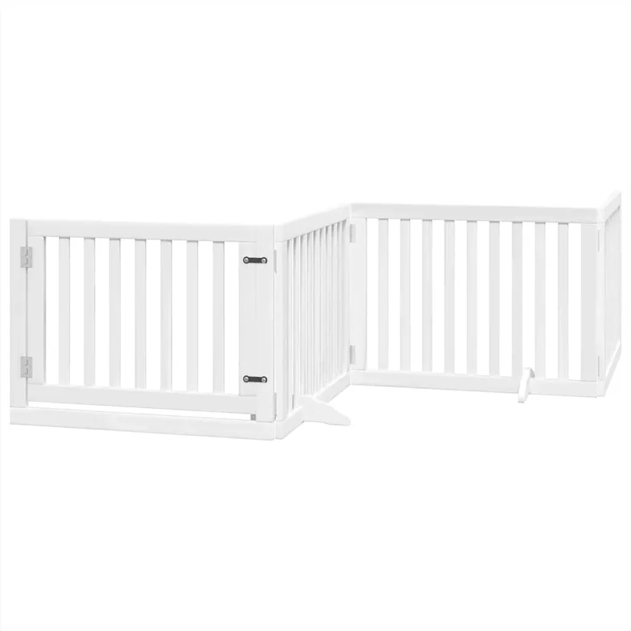 Barrière pour chien porte pliable 8panneaux blanc bois peuplier - 3
