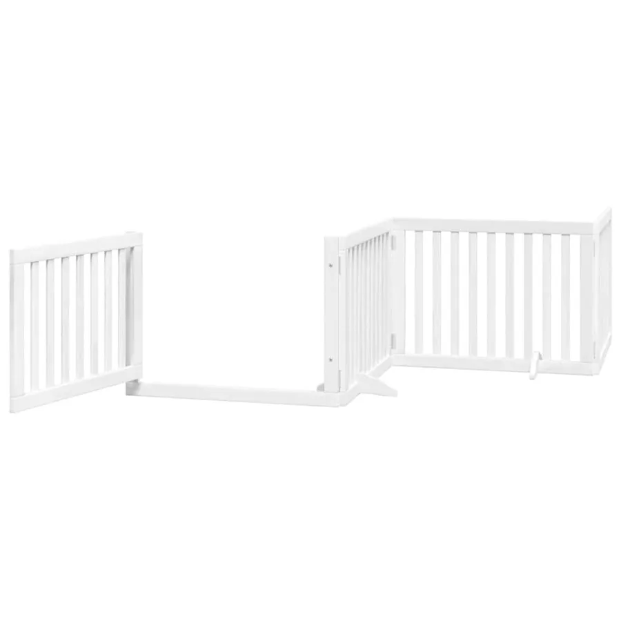 Barrière pour chien porte pliable 8panneaux blanc bois peuplier - 4