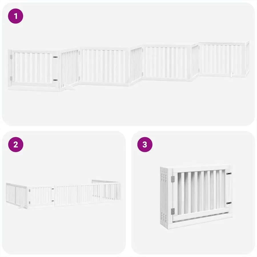 Barrière pour chien porte pliable 8panneaux blanc bois peuplier - 5