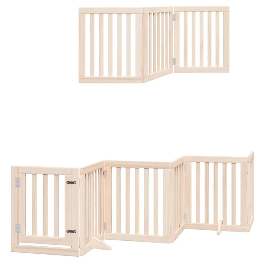 Barrière pour chien porte pliable 15 panneaux bois de peuplier - 12