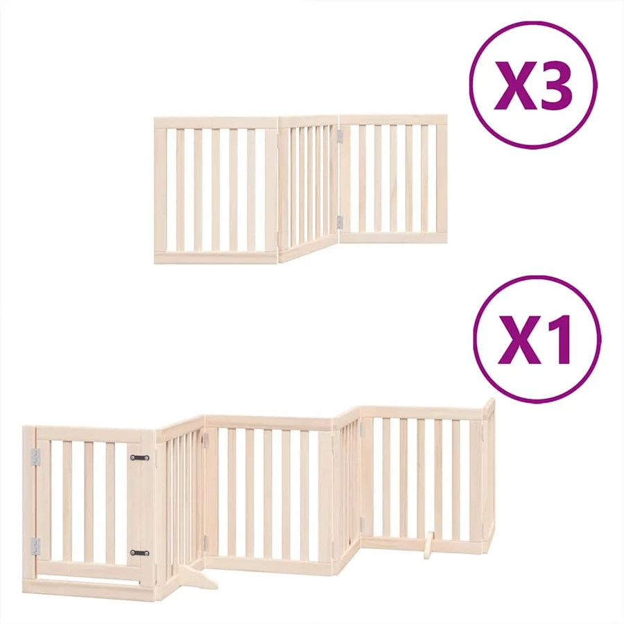 Barrière pour chien porte pliable 15 panneaux bois de peuplier - 2