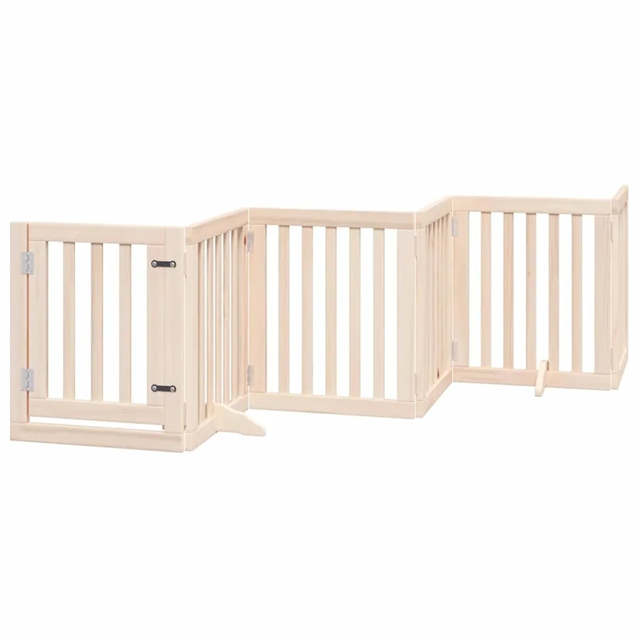 Barrière pour chien porte pliable 15 panneaux bois de peuplier - 3