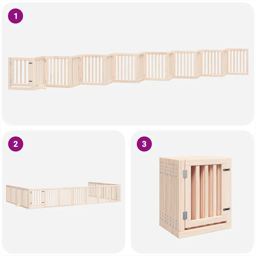 Barrière pour chien porte pliable 15 panneaux bois de peuplier - 5