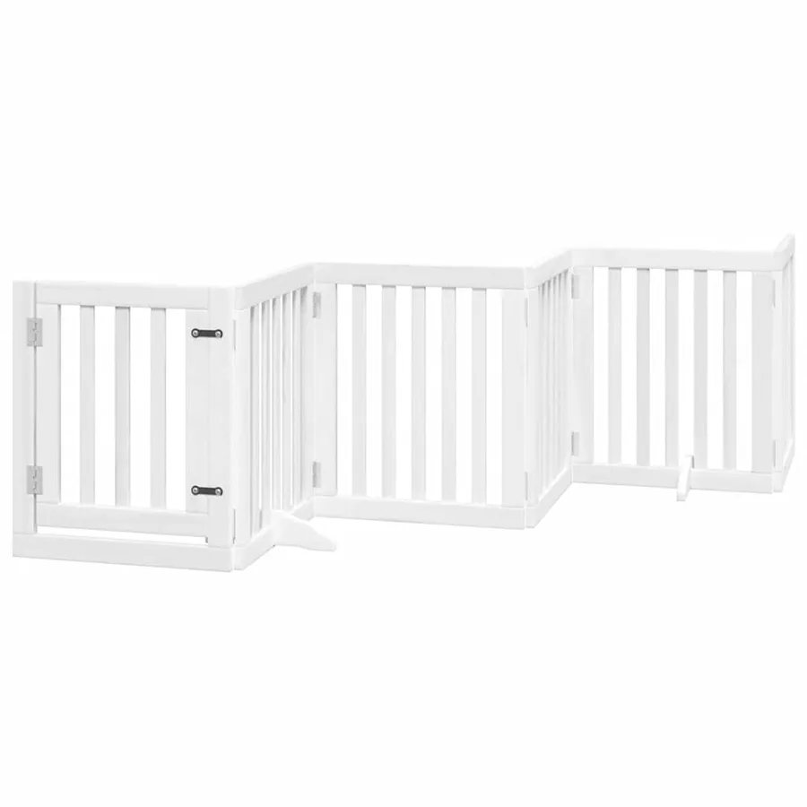 Barrière pour chien porte pliable 12 panneaux bois de peuplier - 3