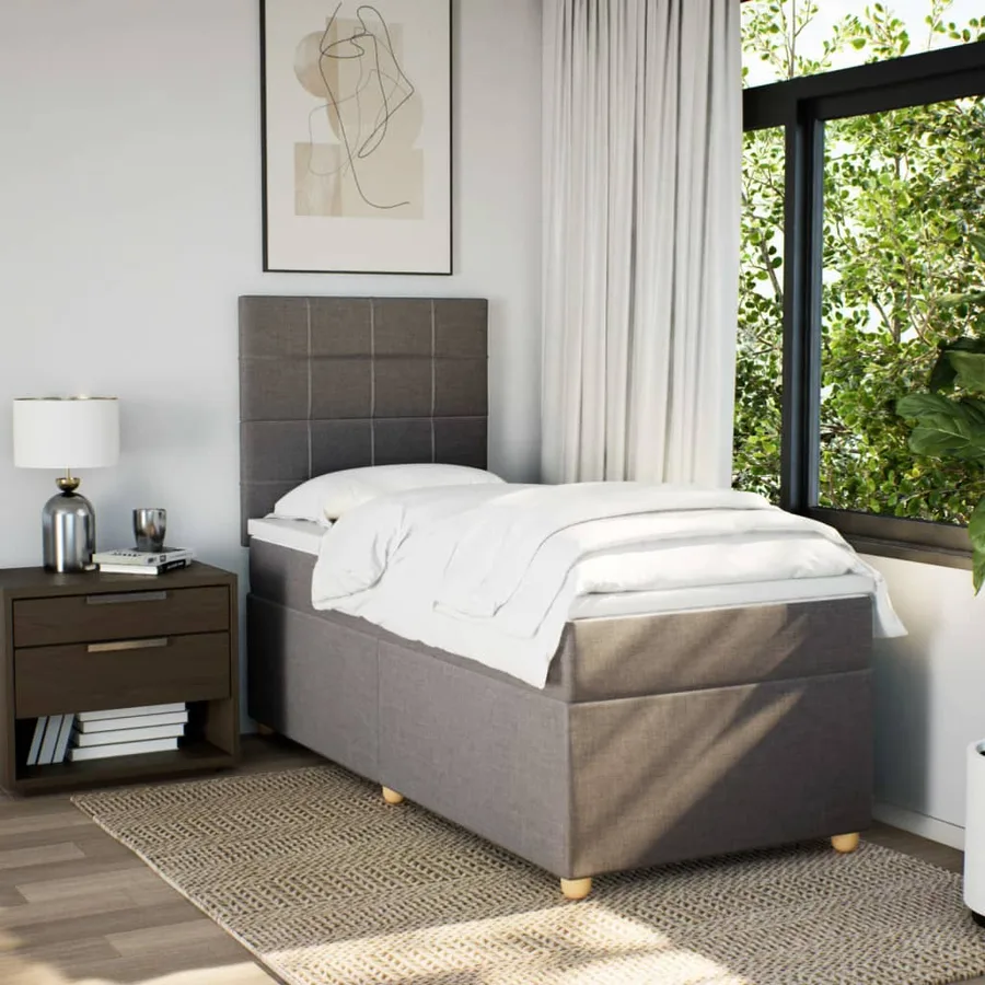 Sommier à lattes de lit avec matelas Taupe 90x190 cm Tissu - 3