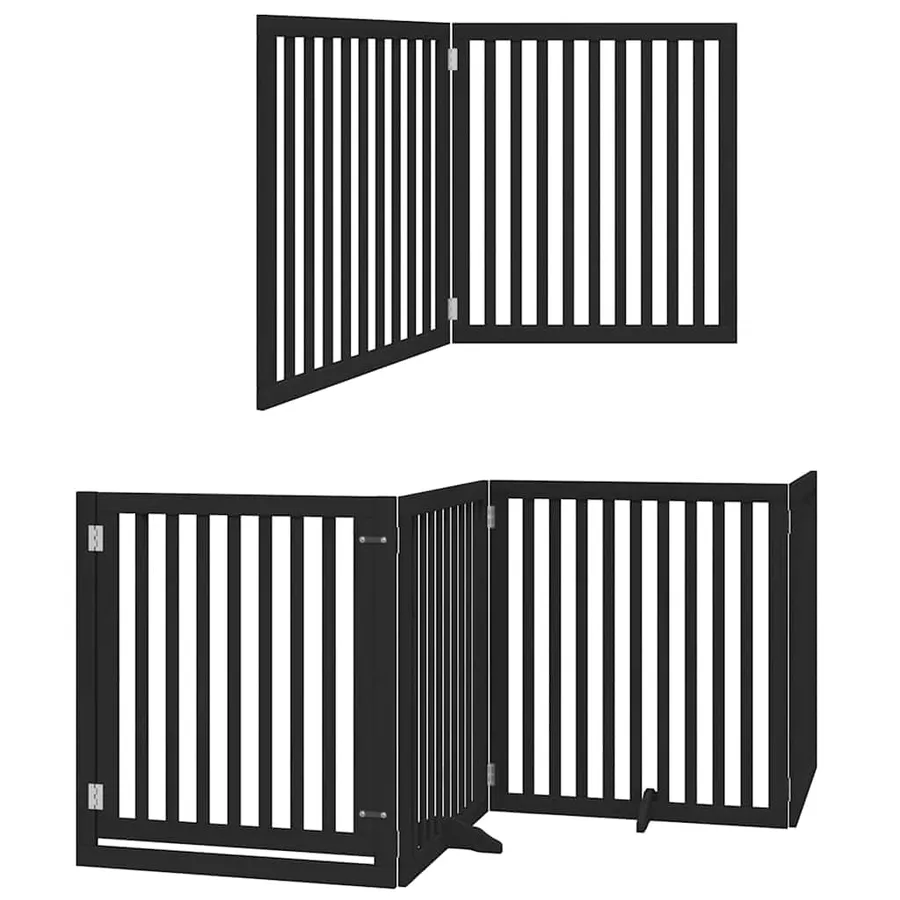 Barrière pour chien porte pliable 12panneaux noir bois peuplier - 12