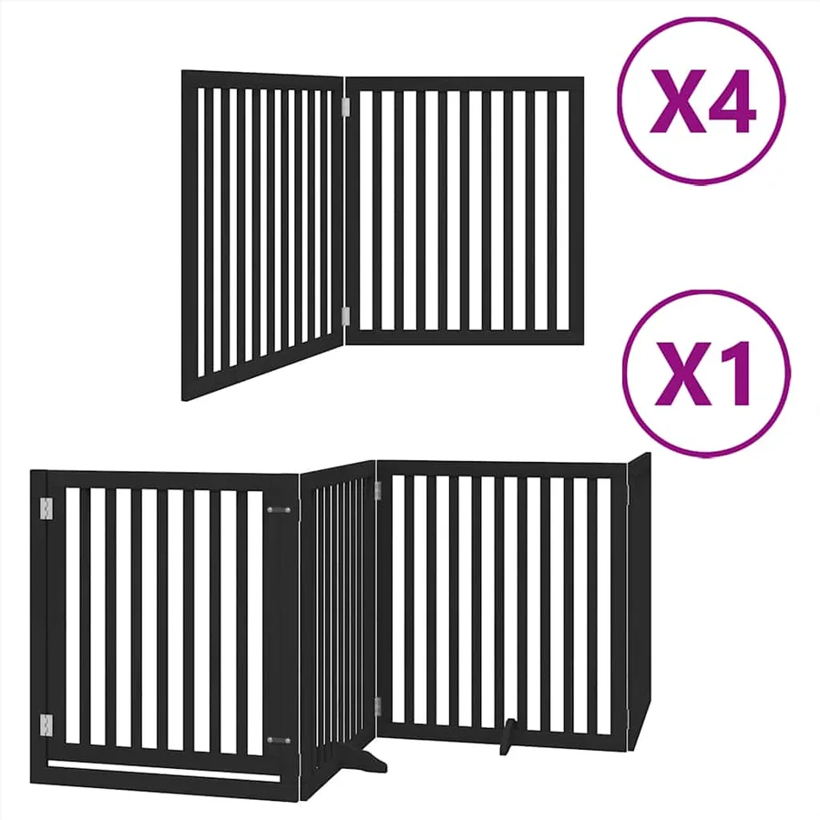 Barrière pour chien porte pliable 12panneaux noir bois peuplier - 2
