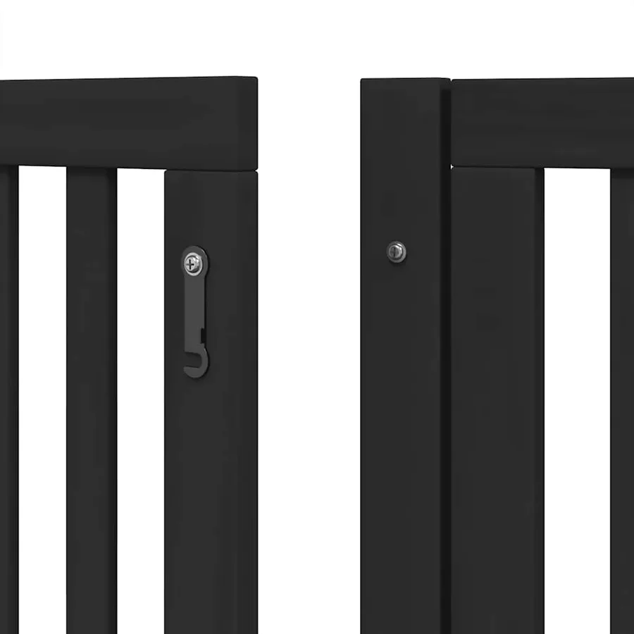 Barrière pour chien porte pliable 12panneaux noir bois peuplier - 9