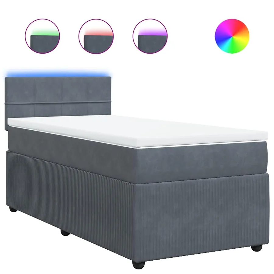 Sommier à lattes de lit et matelas Gris foncé 80x200 cm Velours - 2
