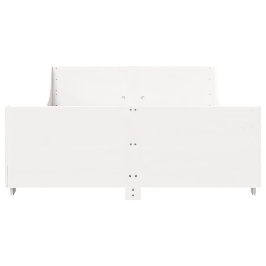 Cadre de lit sans matelas blanc 120x200 cm bois de pin massif - 4