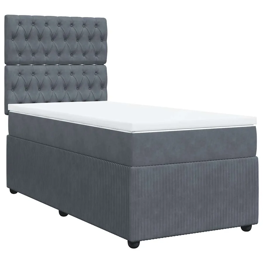 Sommier à lattes de lit et matelas Gris foncé 80x200 cm Velours - 3