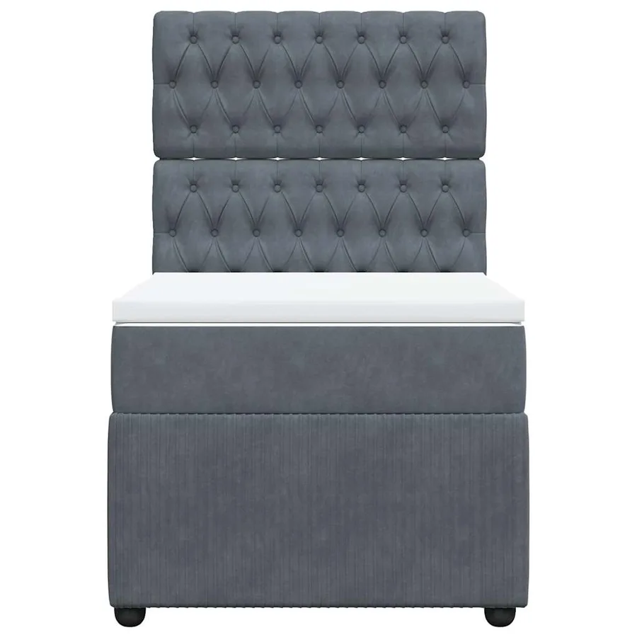 Sommier à lattes de lit et matelas Gris foncé 80x200 cm Velours - 6