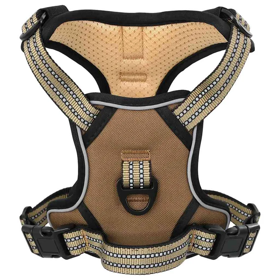 Harnais pour chien avec laisse et collier réglables marron XL - 2