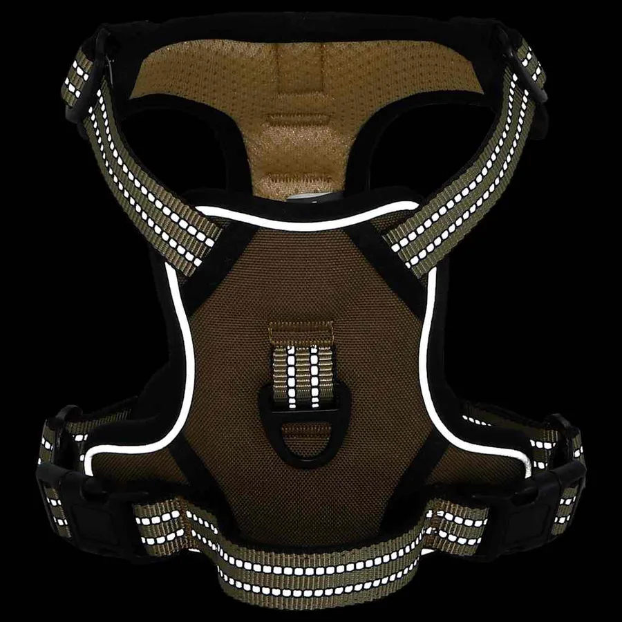 Harnais pour chien avec laisse et collier réglables marron XL - 5