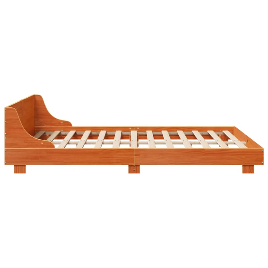 Cadre de lit sans matelas cire marron 150x200cm bois pin massif - 5