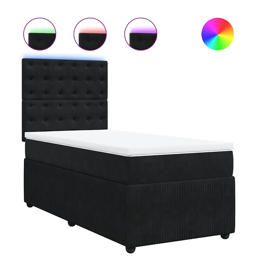 Sommier à lattes de lit et matelas Noir 80x200 cm Velours - 2