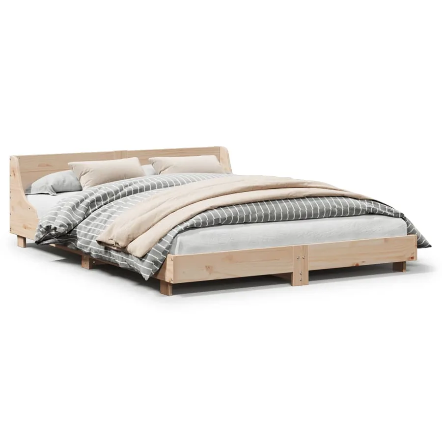 Cadre de lit sans matelas 120x190 cm bois de pin massif - 2