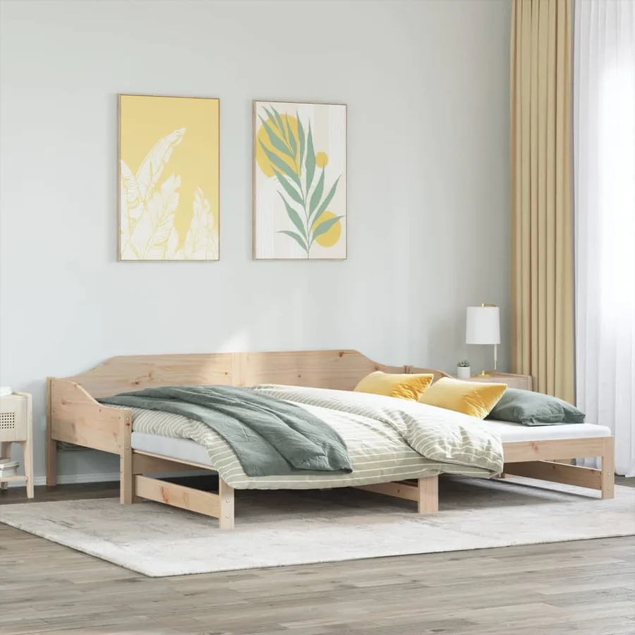 Lit de jour et lit gigogne sans matelas 90x200 cm bois massif - 4