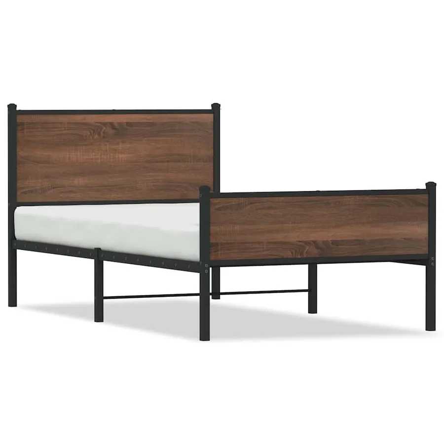 Cadre de lit en métal sans matelas chêne marron 100x200 cm - 2