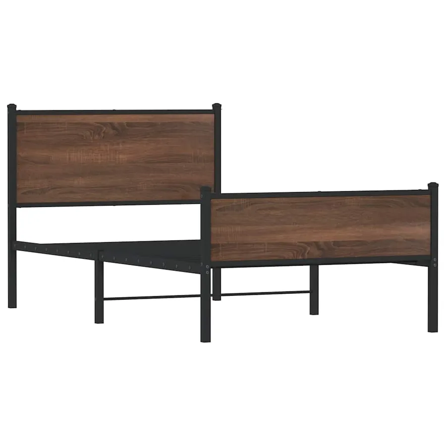 Cadre de lit en métal sans matelas chêne marron 100x200 cm - 3