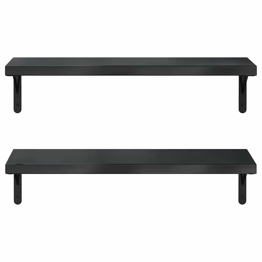 Étagères murales 2 pcs 75x23,5 cm noir acier inoxydable - 5