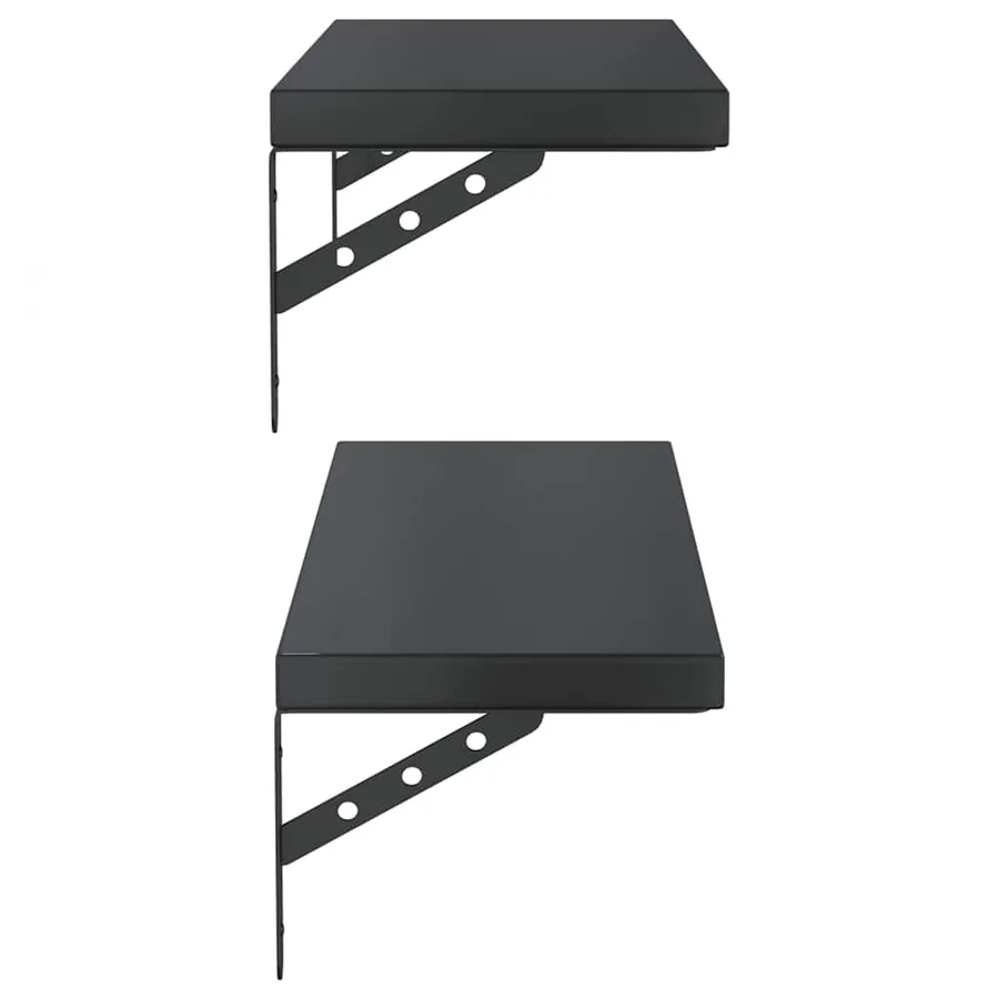 Étagères murales 2 pcs 75x23,5 cm noir acier inoxydable - 6