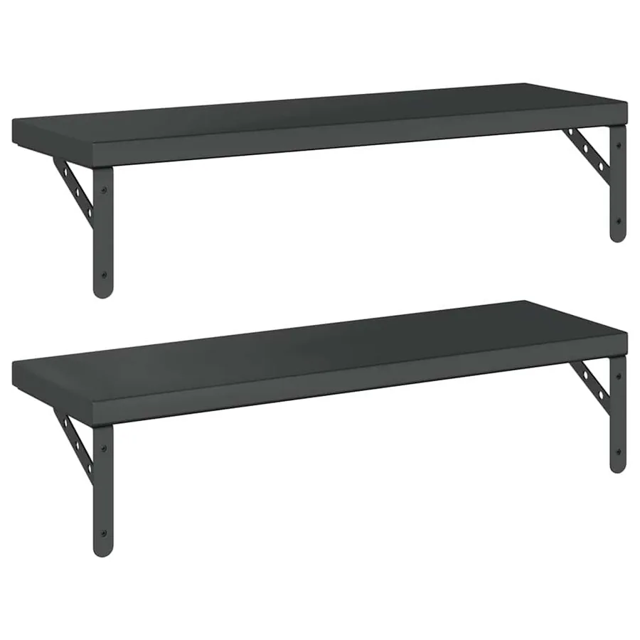 Étagères murales 2 pcs 75x23,5 cm noir acier inoxydable - 7