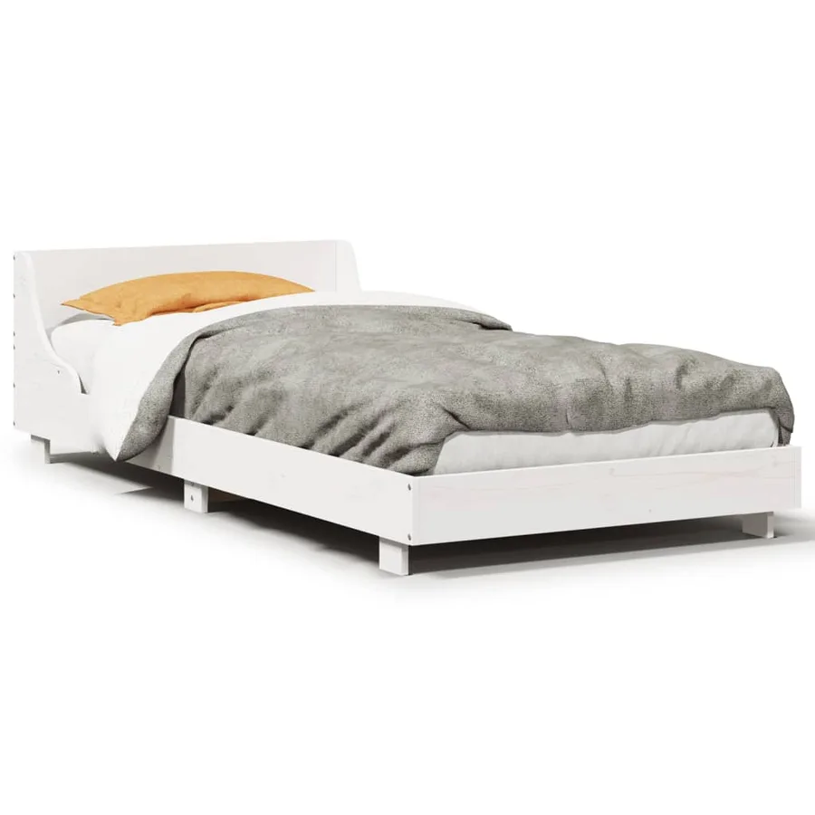 Cadre de lit sans matelas blanc 90x190 cm bois de pin massif - 2