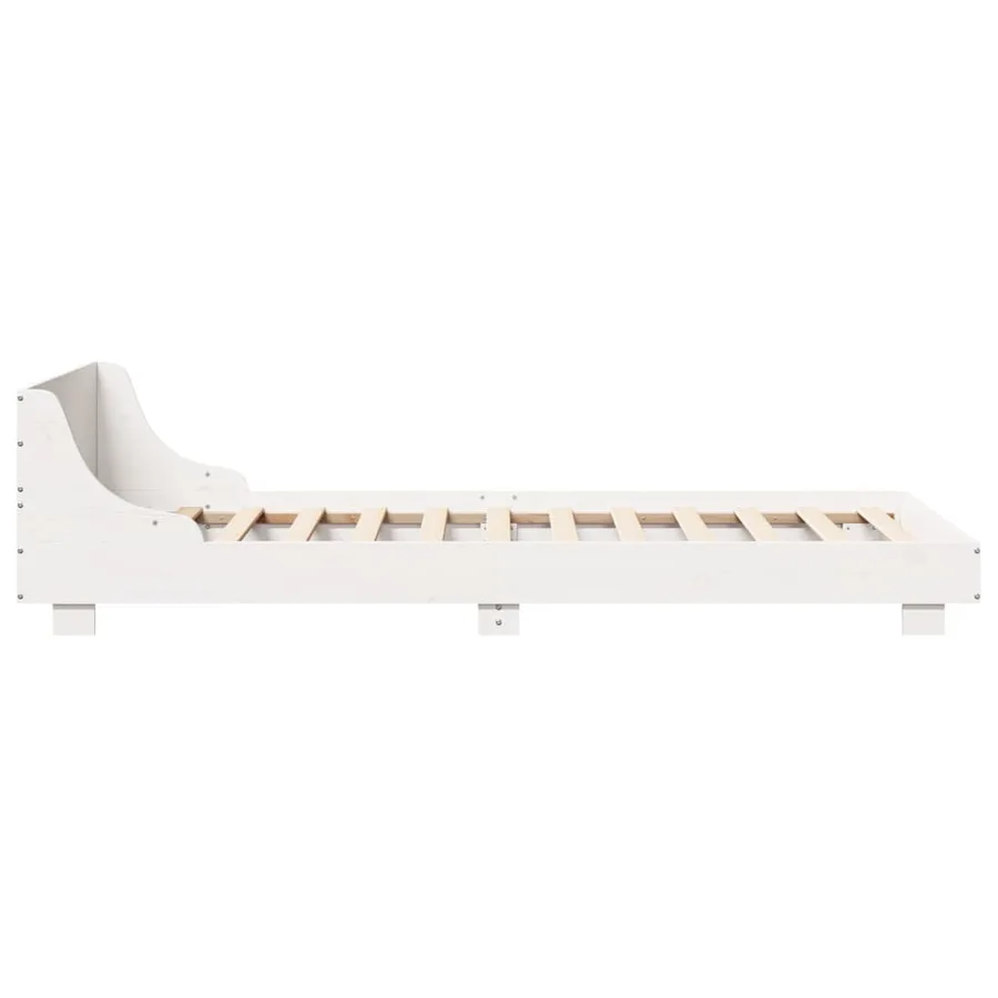 Cadre de lit sans matelas blanc 90x190 cm bois de pin massif - 5