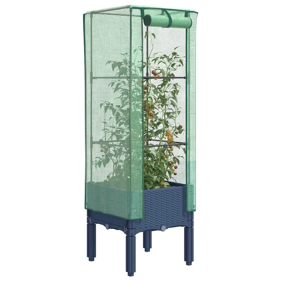 Jardinière surélevée avec housse aspect rotin 40x40x140 cm