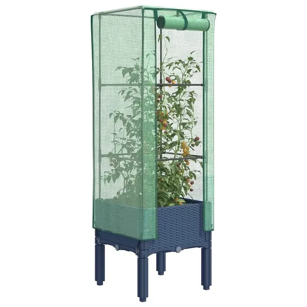 Jardinière surélevée avec housse aspect rotin 40x40x140 cm