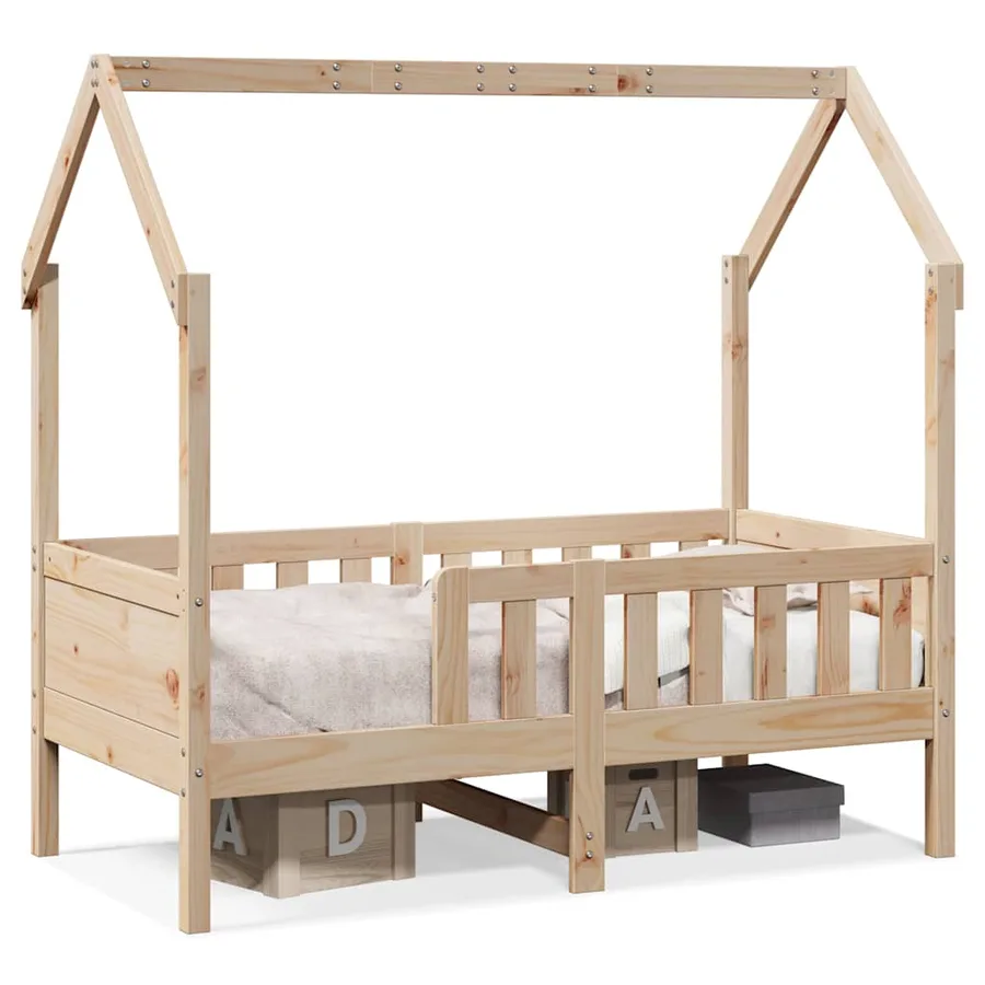 Cadre de lit d'enfants forme de maison sans matelas pin - 2