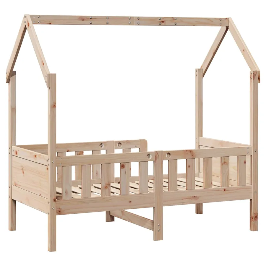 Cadre de lit d'enfants forme de maison sans matelas pin - 6