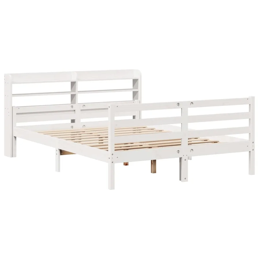 Cadre de lit avec tête de lit sans matelas blanc 140x200 cm - 3