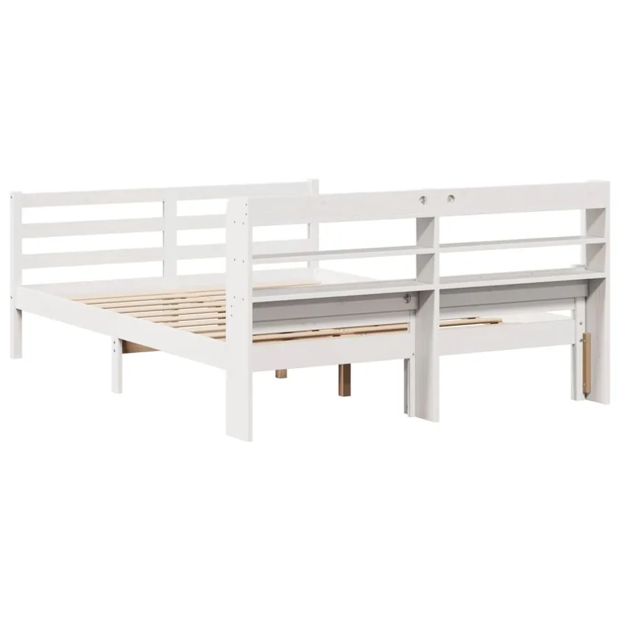 Cadre de lit avec tête de lit sans matelas blanc 140x200 cm - 8