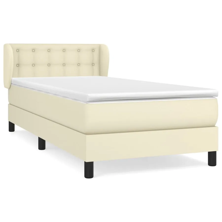 Sommier à lattes de lit avec matelas Crème 90x190 cm Similicuir - 2