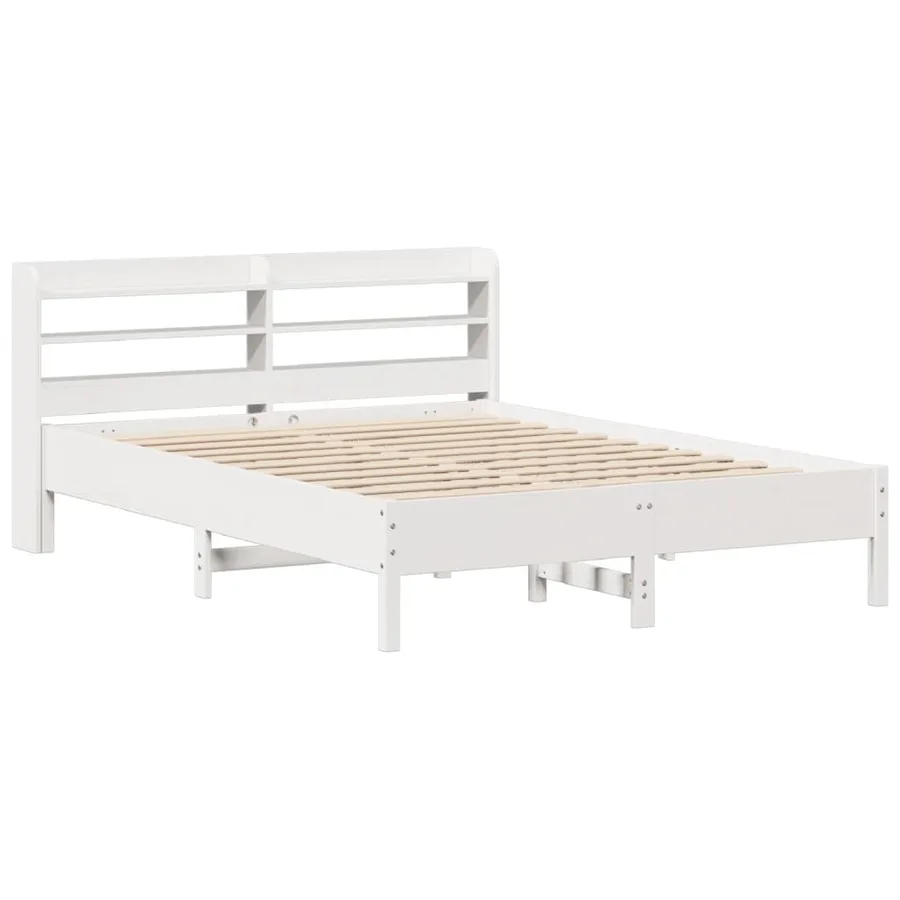 Cadre de lit sans matelas blanc 140x190 cm bois de pin massif - 3