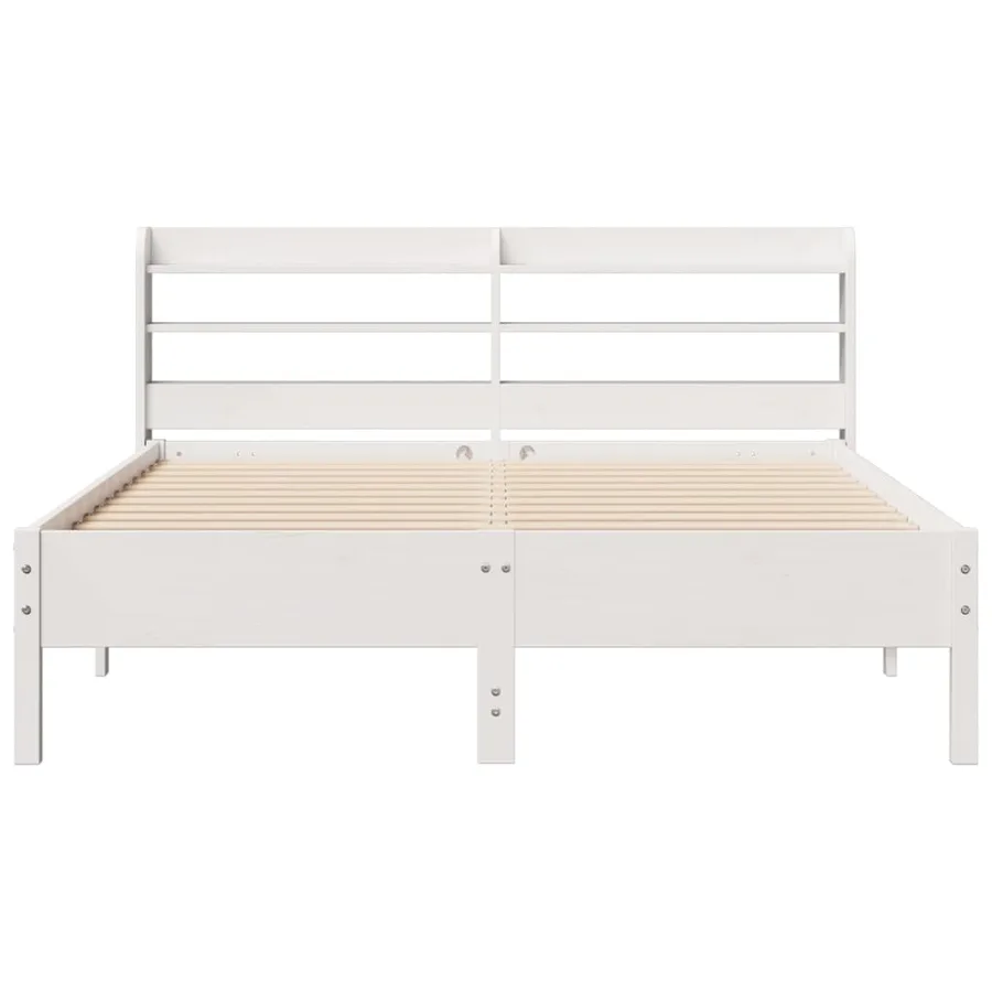 Cadre de lit sans matelas blanc 140x190 cm bois de pin massif - 4