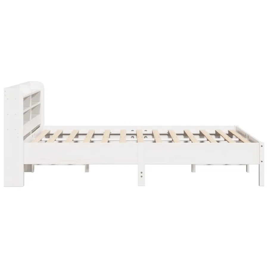 Cadre de lit sans matelas blanc 140x190 cm bois de pin massif - 5