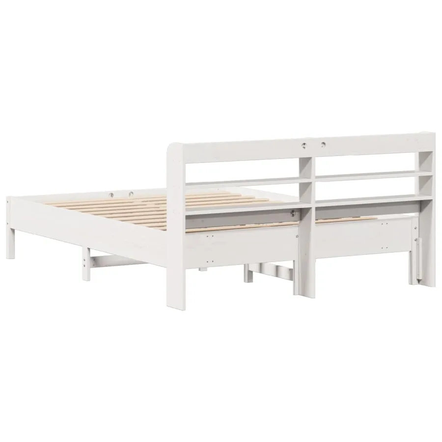 Cadre de lit sans matelas blanc 140x190 cm bois de pin massif - 6